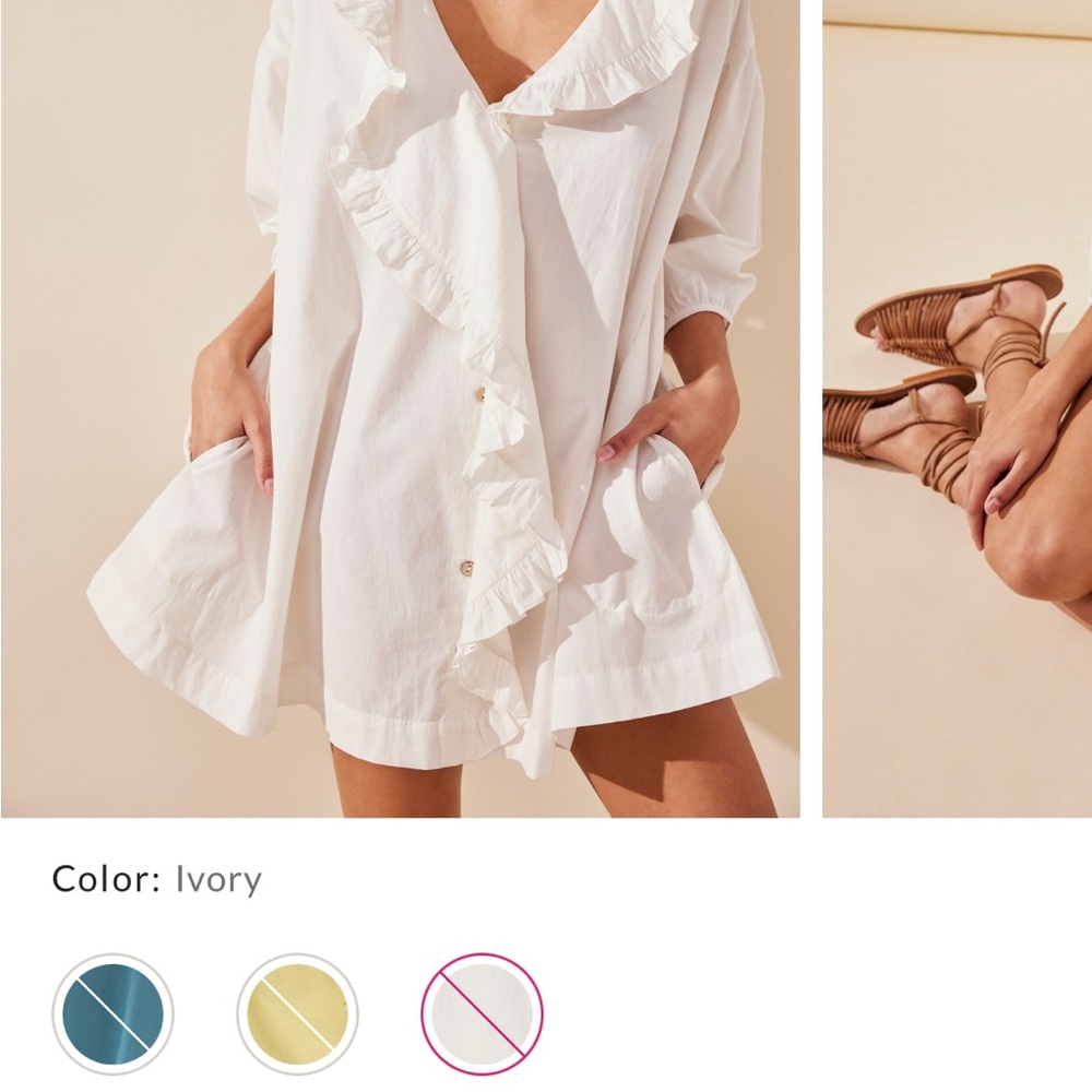 Free People Ivory Ruffle Blouse